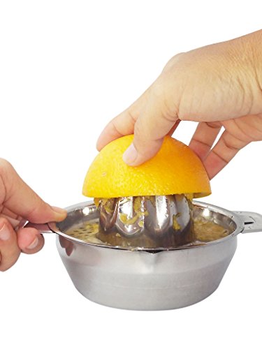 Lu Cucina Citrus Juicer & Strainer - Stainless Steel - Make Your Own Orange - Grapefruit - Lemon & Fruit Juices - 13.5oz Capacity