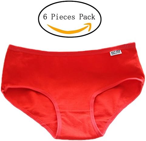 Common Women's Breathable Cotton Candy Color Simple Panties Pack of 6(Red-XXL)