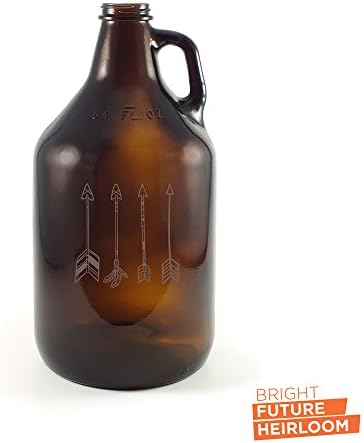 4 Arrows - 64oz Amber Glass Growler Perfect For Home Brew, Beer, Wine, Whiskey, or Moonshine