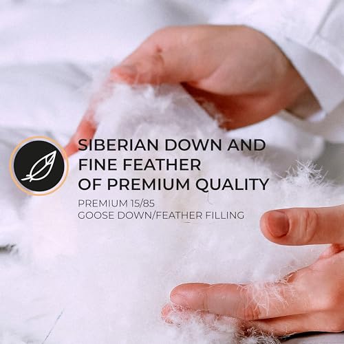 Goose House™ Set of 2 Natural Goose Feather 85% and Down 15% Pillows for sleeping 100% cotton fabric cover. Pillows for sleeping set of 2 Standard size 20 x 26in