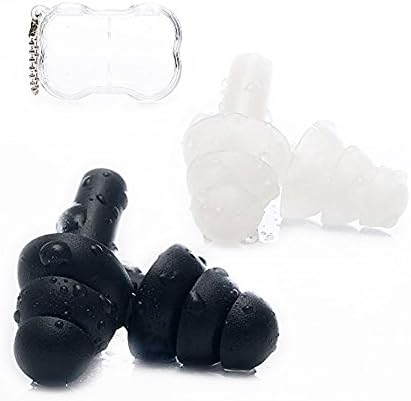Mirafly Ear Plugs Noise Cancelling Reusable Soft Silicone Earplugs for Sleeping, Snoring, Air Travel and Construction Work, 2 Pairs (Black and White)