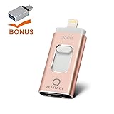 4in1 Universal 32G iphone Flash Drive,QARFEE Pen Drive OTG Type-C Lightning USB Micro USB Memory Stick External Storage ios Flash Drive U Disk for iPhone,iPad,Mac,Android cell phone and PC,Rose gold