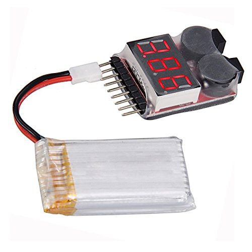2 Pack ShareGoo 1S~8S LiPo Life LiMn Li-ion Battery Voltage Checker Tester,RC Low Voltage Warning Alarm Buzzer Alarm with LED Indicator