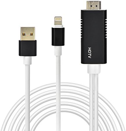 KXFTOP Lightning to HDMI,Apple to Hdmi Adapter, iPhone HDMI Adapter, [2018UPGRADED] Lightning to Hdmi Adapter,1080P AV Adapter HDTV Cable 6.5Ft For iPhoneX/8/7/6/5,Plug and Play.(Material: Aluminum)
