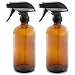 8oz Empty Amber Dark Brown Glass Spray Bottles w/Labels and Caps (2 Pack) - Mist & Stream Trigger Sprayer - Boston Round Heavy Duty Bottle - For Essential Oils, Cleaning, Kitchen