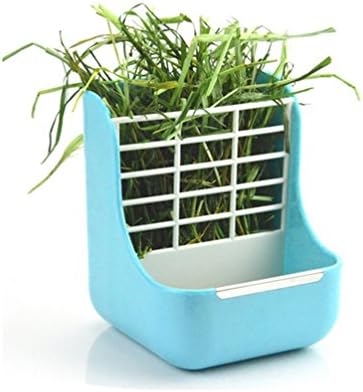 Hay Food Bin Feeder Grass and Food Double Use Feeder ,Hay Manger for Rabbits, Guinea Pigs and Other small animals By Nddkly (blue)