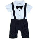 FEESHOW Baby Boys' One Piece Cotton Gentleman Romper Jumpsuit
