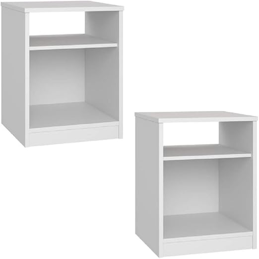 Amazon Com Set Of 2 Nightstand Mdf End Tables Pair Bedroom Table Furniture In White Finish With Free Set Of 2 Open Space White Kitchen Dining