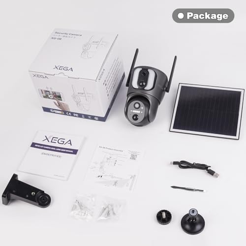 Xega 4G Cellular Security Camera【Dual Lens】Outdoor with SIM Card, 14400mAh 2K HD Wireless Solar 4G LTE Camera, PTZ Motion Dtetection Spotlight Siren TF Cloud Storage,Support Etisalat and DU Operator | Outdoor Wireless,2K HD, Motion Detection, TF Cloud Storage,Wide PTZ View,Built-in SIM Only,Subscription Required