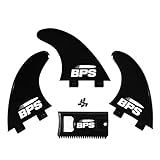 BPS Fiberglass Reinforced Surfboard Fins (3) + FCS Screw Hardware and Wax comb! Glass Flex Thruster Surf Fin Set (FCS G5 M5 Style) Black - Tri Fin Thruster Set Surfboard fins Fcs fins surfboard