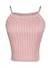 Anna-Kaci Thick Cable Rib Knit Crop Waist Inspired Soft Sleeveless T-Shirt Tank Top Cotton Vest,Pink,Small