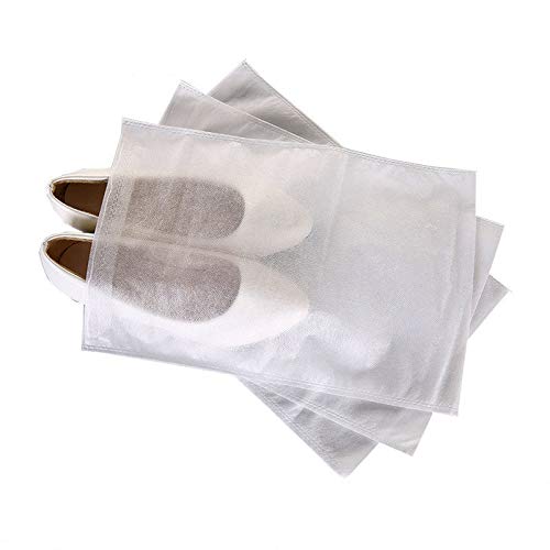 Supkeyer 10Pcs White Portable Shoes Bag Travel Storage Pouch Drawstring Dust Bags Non-woven Fabric