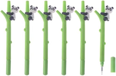 Set of 6 Lovely Panda Gel Ink Pens Cute Animal 0.5mm Black Liquid Gel Pen, Office School Student Stationery Gift, Smooth Writing