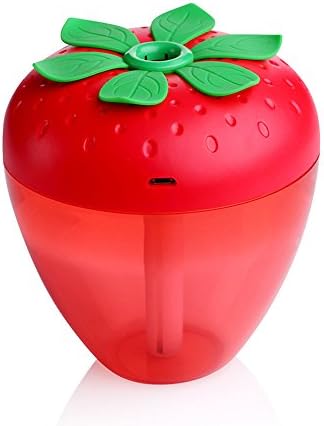 Muangan 180ml Humidifier Strawberry Aroma LED Air Diffuser Purifier Atomizer Humidifier with LED Color Lights for Home Car Office Baby (Red)