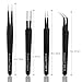 TINKSKY 4pcs Tweezers Anti-Static Stainless Steel Tweezers Maintenance Tools Kit(Black)