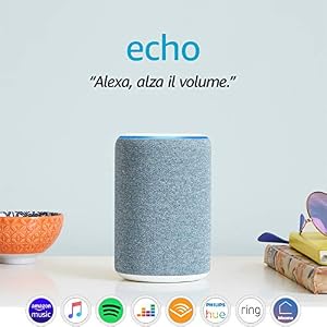 Amazon Echo (3ª generazione) – Altoparlante intelligente con Alexa – Tessuto blu-grigio