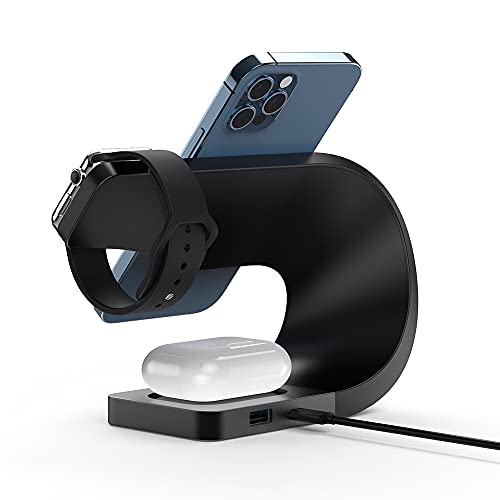 3 in 1 Magnetic Wireless Charger Station 15W for iPhone 13/12, 13/12 Pro, 13/12 Pro Max, 13/12 Mini,Qi Fast Charging Induction Chargers for Apple iWatch 7/SE/6/5/4/3/2 Airpods 2/Pro