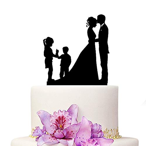 YAMI COCU Wedding Cake Topper Bride and Groom With 2 Children Family