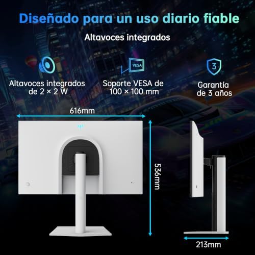 Monitor de gaming H27E6S 27 polegadas, QHD 2560 x 1440, 240 Hz (OC 275 Hz), IPS rápido, 1 ms, HDR400, FreeSync e G-Sync, cuidados oculares, VESA 100 x 100, suporte de ajuste de altura, HDMI 2.0, DisplayPort 1.4