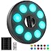 Solar Patio Umbrella Lights,Rechargeable/4*AA Battery Operated 10 Lighting Modes 12 Color Changing Pole Light for Umbrellas,Camping Tents or Outdoor Use (Solar Powered-Black)