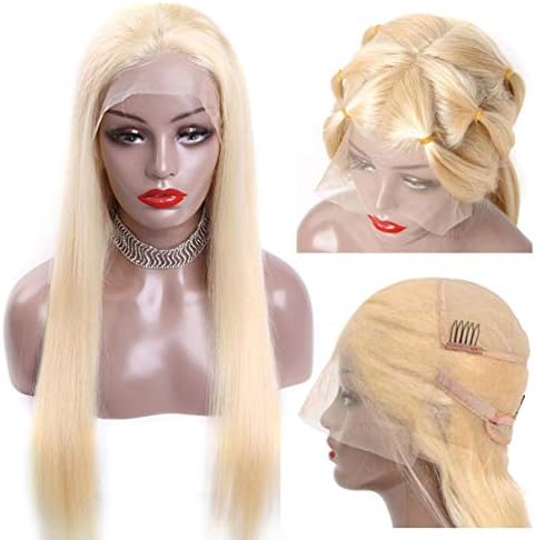 613黒人と白人の女性のためのフルレースの人間の髪の毛のかつら 金髪の長いストレート360レースのフロントウィッグは 赤ちゃんの髪の毛のない部分で事前に摘み取られました150 密度レミーバージンヘア 超安い 18インチ 45cm