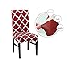 Dining Chair Covers, Geometric Print Dining Chair Slipcovers, Removable Washable Stretch Furniture Protector for Kitchen Room Hotel Table Banquet (4 Per Set, Wine Red)