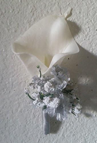 Silver Real Touch Calla Lily Boutonniere