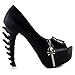 SHOW STORY Womens Skull Zipper Peeptoe Platform Bone Heel Club Pumps,LF80624