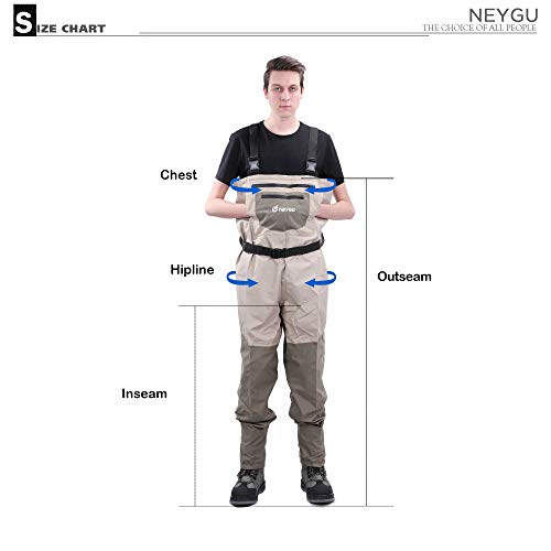 NEYGU Quick-Drain Breathable Waders with 4mm Neoprene Stocking Foot for The Snow Wading and Rain Wading. The Chest Fishing & Hunting Wader is Keep Uers Warm in The Cold Water (L)...