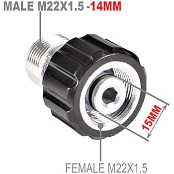pressure washer adapter m22 15mm joe sun 14mm hose coupler connect electric male thread female psi power