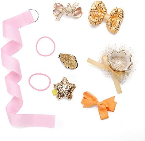URprincess Baby Girls Hair Bows, Hairband ,Hair Clips, Ribbon Lined Alligator Hair Clips (Royal Gold)