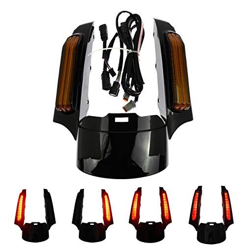 REBACKER Motorcycle Rear Fender Fascia LED Light For Harley Touring Road Glide Street Glide Electra Glide Road King Ultra Limited 14-2019 Gloss Black