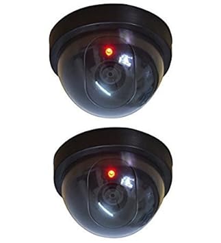 Sampton 2 Pcs Dummy Security CCTV Fake Dome Camera with Blinking red LED Light Indication. for Home or Office Security