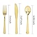 WELLIFE 300 Pieces Gold Plastic Cutlery Premium Quality Disposable Silverware Polished,100Knives,100Forks,100Spoons Heavy Duty Flatware for Weddings,Parties