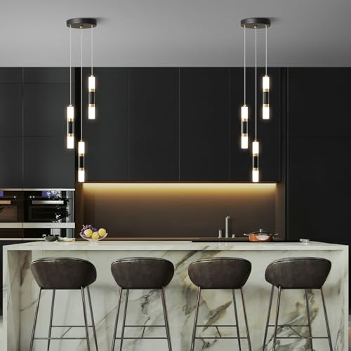 ZYBWL Modern Pendant Lamp Black 3 Flame LED Mini Dining Room for Kitchen Living Room Bedroom Bar Black Gold Small Height Adjustable