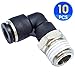 TAILONZ PNEUMATIC Male Elbow 1/4 Inch Tube OD x 1/8 Inch NPT Thread 90 Push to Connect Fittings PL-1/4-N1 (Pack of 10)