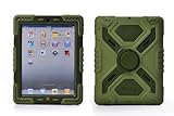 Pepkoo Ipad 2/3/4 Case Plastic Kid Proof Extreme Duty Dual Protective Back Cover with Kickstand and Sticker for Ipad 4/3/2 - Rainproof Sandproof Dust-proof Shockproof (Olive/olive)