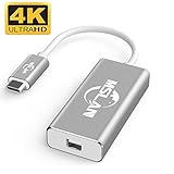MSLAN USB 3.1 Type C to Mini Display Port Adapter，Mini DP Adapter Cable With Aluminium Case Support 4K resolution Thunderbolt 3 Compatible for Apple New Macbook, ChromeBook Pixel - Grey