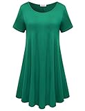 BELAROI Womens Comfy Swing Tunic Short Sleeve Solid T-shirt Dress (1X, Deep Green)