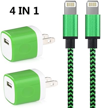 iPhone Charger, 1A 5W Travel Power Adapter [2-PACK] with (3ft) Lightning Cable [2-PACK], USB Data Charge Sync for IOS 10 iPhone 7/6S Plus, 5S/SE, iPad Air/mini