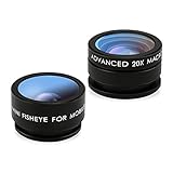 Mozeat Lens 2 in 1 Cellphone Camera Lens Kit, 160 Degree Fisheye, 20 X Macro Lens for iPhone Android