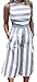 FANCYINN Women’s Striped Rompers Sleeveless Wide Leg Pants Zipper Jumpsuit Playsuit with Pockets Blue M