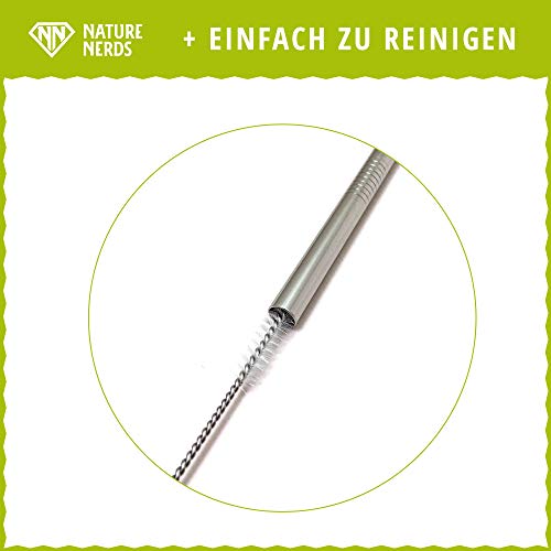 Nature Nerds - wiederverwendbare Edelstahl Trinkhalme (10 Stück + Reinigungsbürste) Strohhalme, Trinkröhrchen… – Bild 5