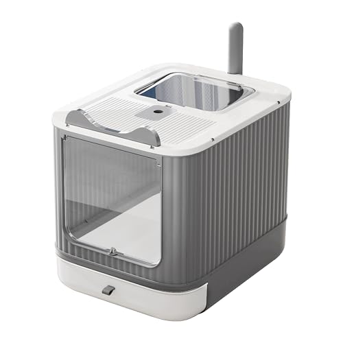 Upgraded Fully Enclosed Cat Litter Box with Lid, Covered Cat Box Enclosure, Anti-Splashing Easy to Clean Kitty Litter Boxes with Drawer, 3 Modes can Use from Kitten to Adult