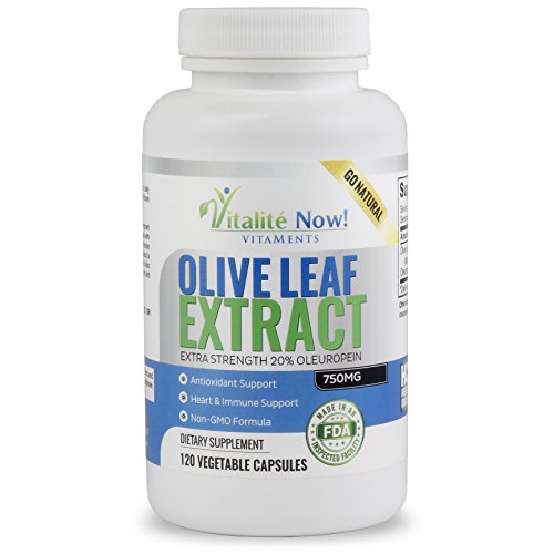 SuperStrength Olive Leaf Extract - Up to 4 Month Supply - 750mg 20% Oleuropein Capsules - 120 Count - Potent Antioxidant & Immune Support Supplement