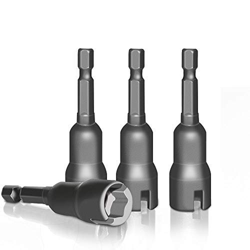 COROTC 4 Packs Power Wing Nut Driver Set, Slot Wing Nuts Drill Bit Socket Wrenches Tools Set, 1/4 Inch Hex Shank Steel Drills Bits for Panel Nuts Screws Eye C Hook Bolt - Thumbnail 7