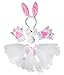Easter Halloween Costume White Bunny Rabbit Headband Paw Bow Tail Gauze Skirt Set (One Size)