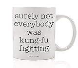 Funny Mug, Surely Not Everybody Was Kung-Fu Fighting 80s Quote Fun Sarcastic Kung Fu White Elephant Present Christmas Birthday Gift Idea for Coworker Him Her 11oz Ceramic Coffee Cup Digibuddha DM0324