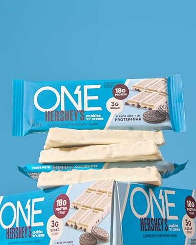 ONE PROTEIN BARS, HERSHEY’S COOKIES ‘N’ CREME, GLUTEN FREE WITH 18G PROTEIN AND 3G SUGAR, PANTRY STAPLES, 2.12 OZ (12 COUNT)