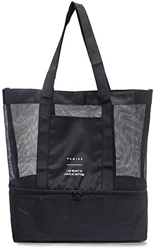 CAMBSPORTS Mesh Beach Tote Bag with Insulated Cooler, 2-in-1 Picnic bag